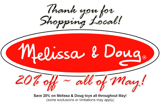 save 20% on Melissa and doug throughout May 2020